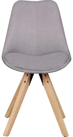 Stuhl 2er-Set hellgrau natur Stoff Echtholz B/H/T: ca. 49x87x52 cm