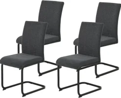 Stuhl 4er Set LINN anthrazit schwarz Webstoff Metall B/H/T: ca. 43x92x52 cm