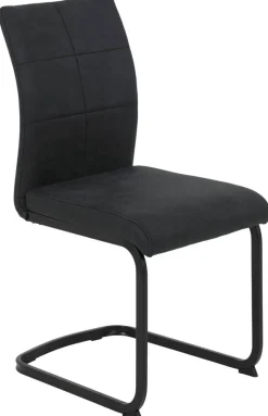 Stuhl 2er Set PIA anthrazit Vintage schwarz Microfaser Metall B/H/T: ca. 42x89x59 cm