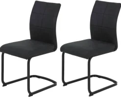 Stuhl 2er Set PIA anthrazit Vintage schwarz Microfaser Metall B/H/T: ca. 42x89x59 cm