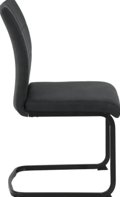 Stuhl 2er Set PIA anthrazit Vintage schwarz Microfaser Metall B/H/T: ca. 42x89x59 cm