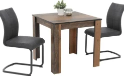 Stuhl 2er Set PIA anthrazit Vintage schwarz Microfaser Metall B/H/T: ca. 42x89x59 cm