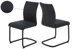 Stuhl 2er Set PIA anthrazit Vintage schwarz Microfaser Metall B/H/T: ca. 42x89x59 cm