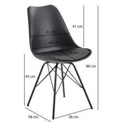 Stuhl 2er.-Set. schwarz Kunstleder Eisen B/H/T: ca. 58x86x48 cm
