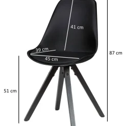 Stuhl 2er-Set schwarz schwarz schwarz Kunststoff Kunstleder Echtholz B/H/T: ca. 49x87x52 cm