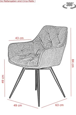 Stuhl Florentina 2er Set anthrazit Vintage Samtoptik B/H/T: ca. 49x84x63 cm