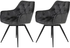 Stuhl Florentina 2er Set anthrazit Vintage Samtoptik B/H/T: ca. 49x84x63 cm