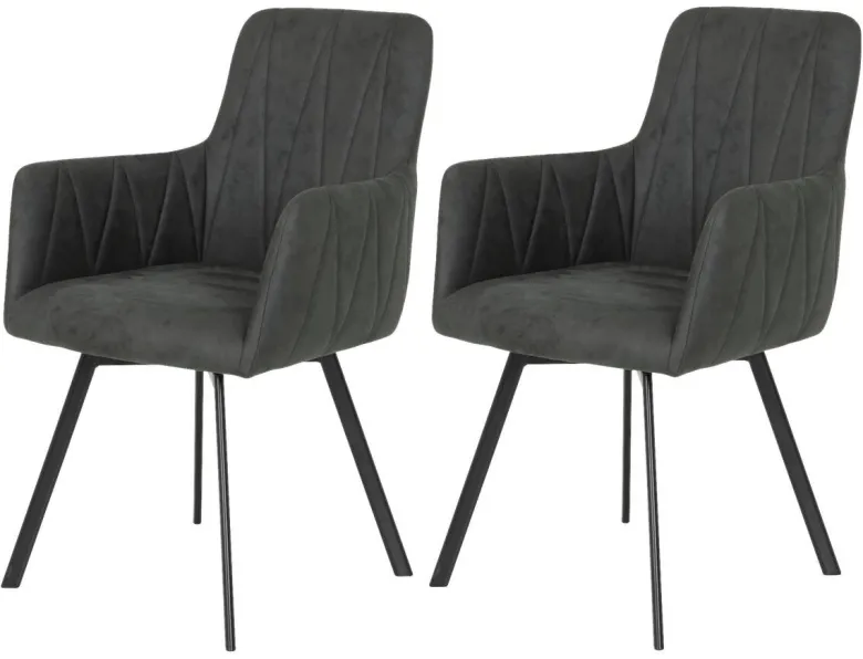 Stuhl Gesa 2er Set anthrazit Vintage Microfaser B/H/T: ca. 56x88x64 cm
