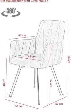 Stuhl Gesa 2er Set anthrazit Vintage Microfaser B/H/T: ca. 56x88x64 cm