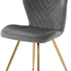Stuhl grau gold Metall Samtoptik