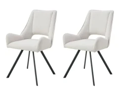 Stuhl HELEN, 2er Set creme Webstoff B/H/T: ca. 56x63x91 cm