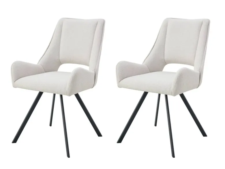 Stuhl HELEN, 2er Set creme Webstoff B/H/T: ca. 56x63x91 cm