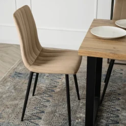Stuhl IBIS beige Velourstoff B/H/T: ca. 43x90,5x50 cm