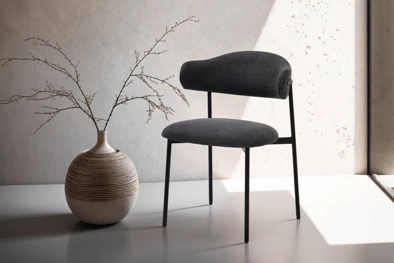 Stuhl JERSEY 2er-Set. dunkelgrau Webstoff B/H/T: ca. 58x78x54,5 cm