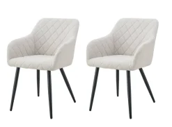 Stuhl LEA, 2er Set creme Webstoff B/H/T: ca. 56x83x60 cm
