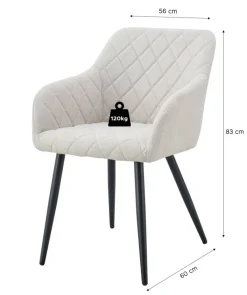 Stuhl LEA, 2er Set creme Webstoff B/H/T: ca. 56x83x60 cm