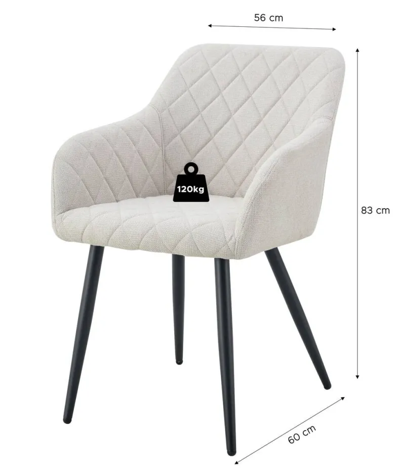 Stuhl LEA, 2er Set creme Webstoff B/H/T: ca. 56x83x60 cm