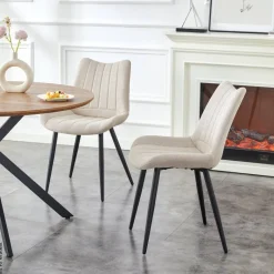 Stuhl LOTTA, 2er Set creme Webstoff B/H/T: ca. 53x86x59 cm