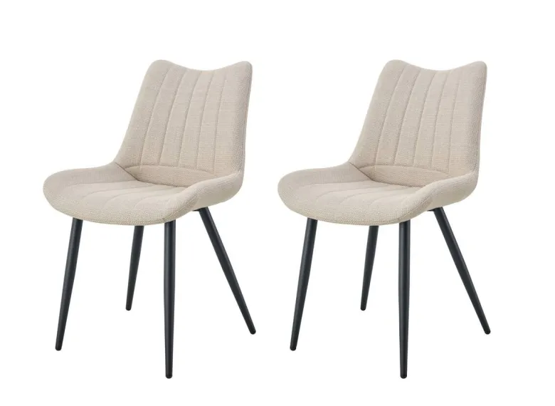 Stuhl LOTTA, 2er Set creme Webstoff B/H/T: ca. 53x86x59 cm