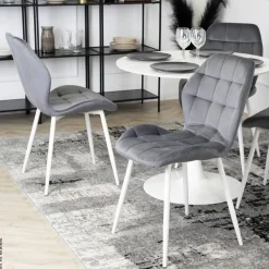Stuhl LUCKY grau Velourstoff B/H/T: ca. 47x86x58 cm