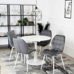 Stuhl LUCKY grau Velourstoff B/H/T: ca. 47x86x58 cm