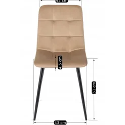 Stuhl PERU beige Velourstoff B/H/T: ca. 42x90,5x52 cm