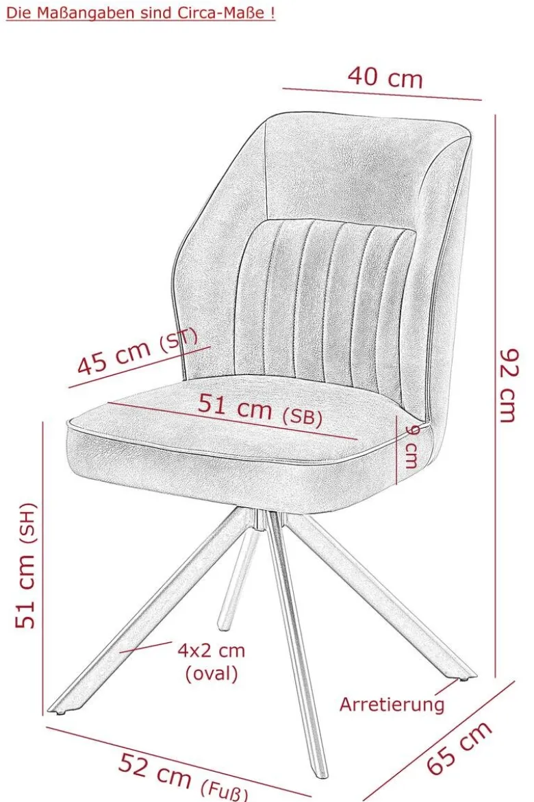 Stuhl Prizzi anthrazit Kunstleder B/H/T: ca. 51x92x64 cm