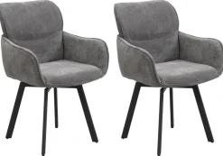 Stuhl RICO, 2er-Set schwarz grau Metall Stoff B/H/T: ca. 61x90x63 cm