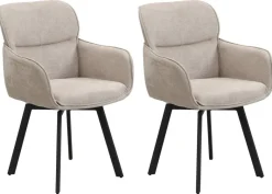 Stuhl RICO, 2er-Set schwarz taupe Metall Stoff B/H/T: ca. 61x90x63 cm