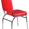 Stuhl rot weiß Kunstleder B/H/T: ca. 47x90x45 cm