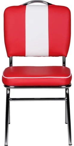 Stuhl rot weiß Kunstleder B/H/T: ca. 47x90x45 cm