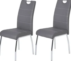 Stuhl Susi 2er Set grau Kunstleder B/H/T: ca. 44x98x61 cm