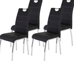 Stuhl Susi 4er Set schwarz Kunstleder B/H/T: ca. 44x98x61 cm
