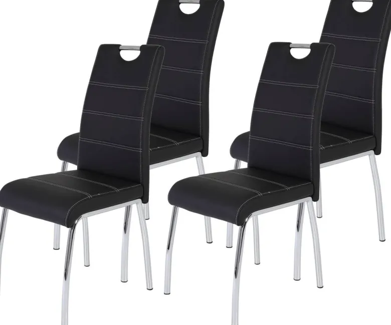 Stuhl Susi 4er Set schwarz Kunstleder B/H/T: ca. 44x98x61 cm