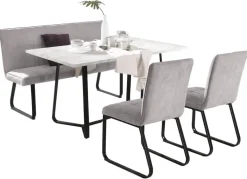 Stuhl TALEA 2er-Set hellgrau schwarz Webstoff Metall B/H/T: ca. 46x86x55 cm