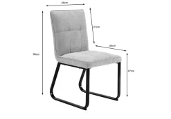 Stuhl TALEA 2er-Set hellgrau schwarz Webstoff Metall B/H/T: ca. 46x86x55 cm