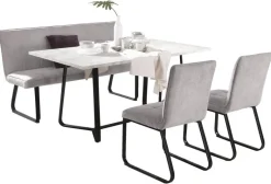 Stuhl TALEA 2er-Set hellgrau schwarz Webstoff Metall B/H/T: ca. 46x86x55 cm