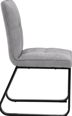 Stuhl TALEA 2er-Set hellgrau schwarz Webstoff Metall B/H/T: ca. 46x86x55 cm