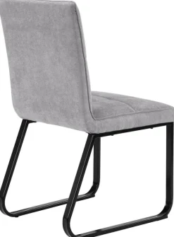 Stuhl TALEA 2er-Set hellgrau schwarz Webstoff Metall B/H/T: ca. 46x86x55 cm