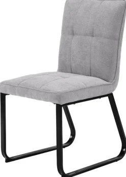 Stuhl TALEA 2er-Set hellgrau schwarz Webstoff Metall B/H/T: ca. 46x86x55 cm