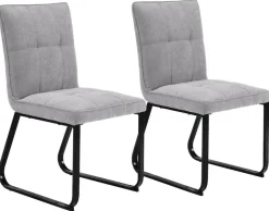 Stuhl TALEA 2er-Set hellgrau schwarz Webstoff Metall B/H/T: ca. 46x86x55 cm