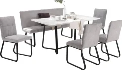 Stuhl TALEA 2er-Set hellgrau schwarz Webstoff Metall B/H/T: ca. 46x86x55 cm
