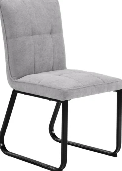 Stuhl TALEA 2er-Set hellgrau schwarz Webstoff Metall B/H/T: ca. 46x86x55 cm
