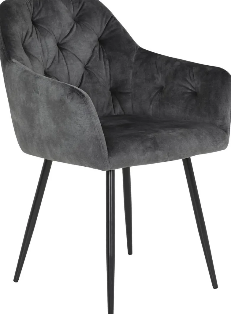 Stuhl Tina 2er Set anthrazit Vintage Samtoptik B/H/T: ca. 56x81x62 cm