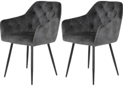 Stuhl Tina 2er Set anthrazit Vintage Samtoptik B/H/T: ca. 56x81x62 cm