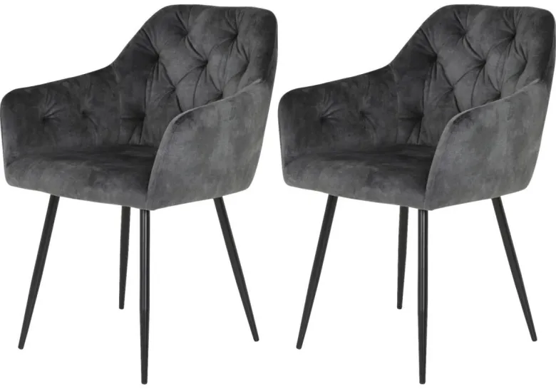 Stuhl Tina 2er Set anthrazit Vintage Samtoptik B/H/T: ca. 56x81x62 cm