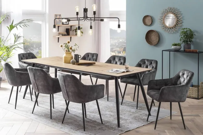 Stuhl Tina 2er Set anthrazit Vintage Samtoptik B/H/T: ca. 56x81x62 cm