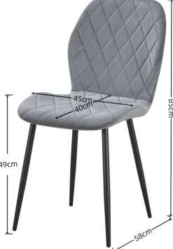Stuhl Zoe grau Samtoptik B/H/T: ca. 45x85x58 cm