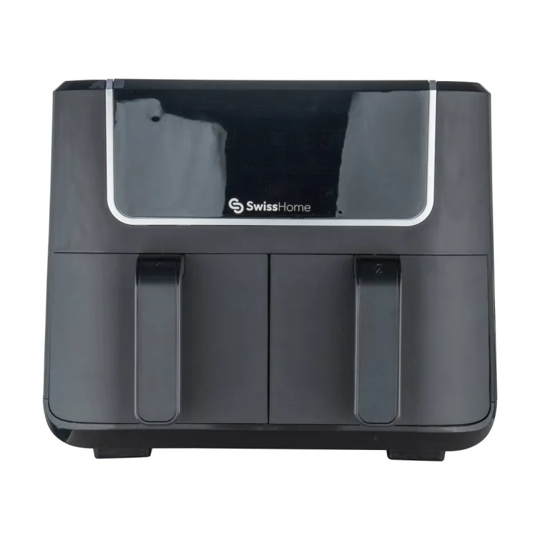 SWISS HOME Doppel-Heißluftfritteuse SH-6931 schwarz Kunststoff B/H/L: ca. 24x28x32 cm ca. 3 l