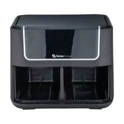 SWISS HOME Doppel-Heißluftfritteuse SH-6931 schwarz Kunststoff B/H/L: ca. 24x28x32 cm ca. 3 l